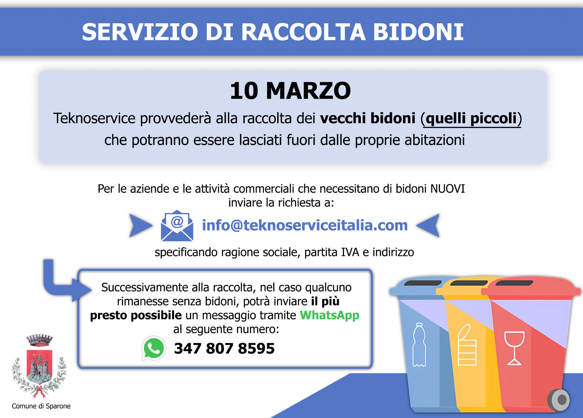 Ritiro bidoncini vecchi