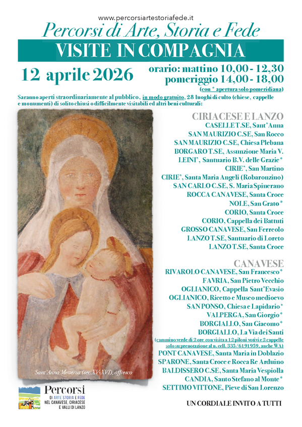 Locandina evento "VISITE IN COMPAGNIA - Percorsi di Arte, Storia e Fede"